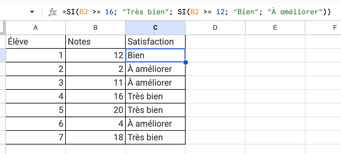 cas pratique fonction si 