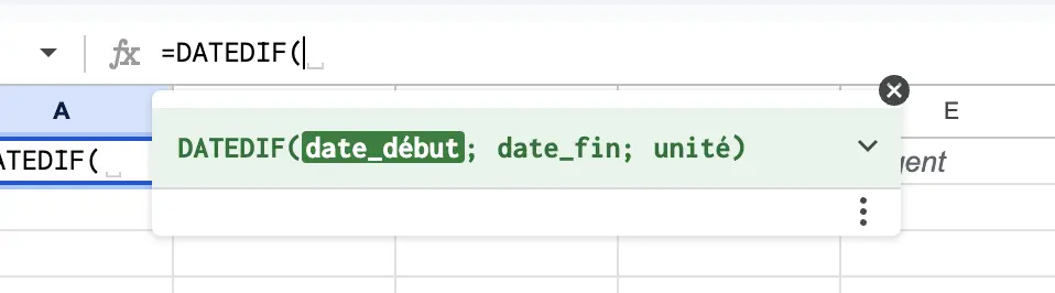 DATEDIF Google Sheets