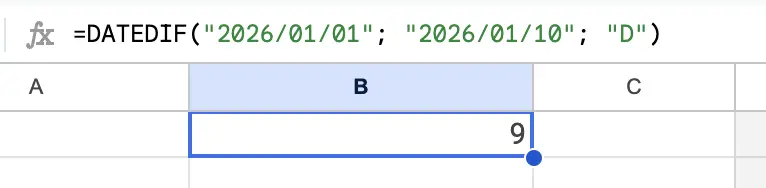 fonction datedif calculer le nombre de jours entre deux dates 