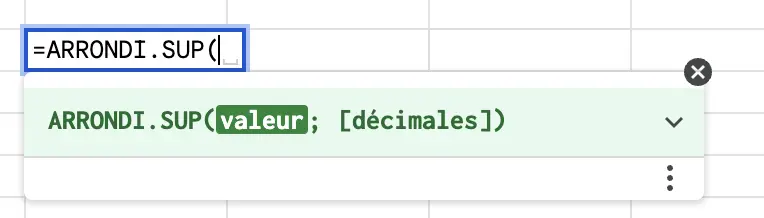 fonction ARRONDI.INF google sheets