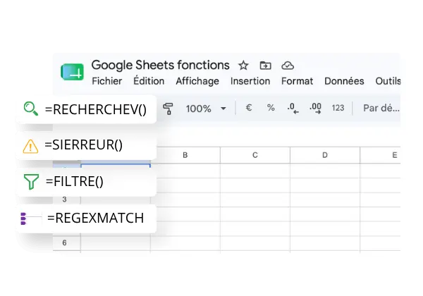 Fonctions google sheets formation sheets